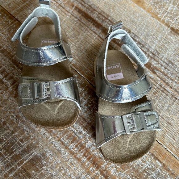 Carter’s Baby Girl Silver Sandals- 3-6 months - Picture 2 of 7